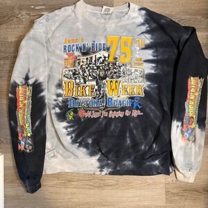 2016 Colortone Tie Dye 2XL Daytona Beach Bike Week John's Rock N Ride Crewneck